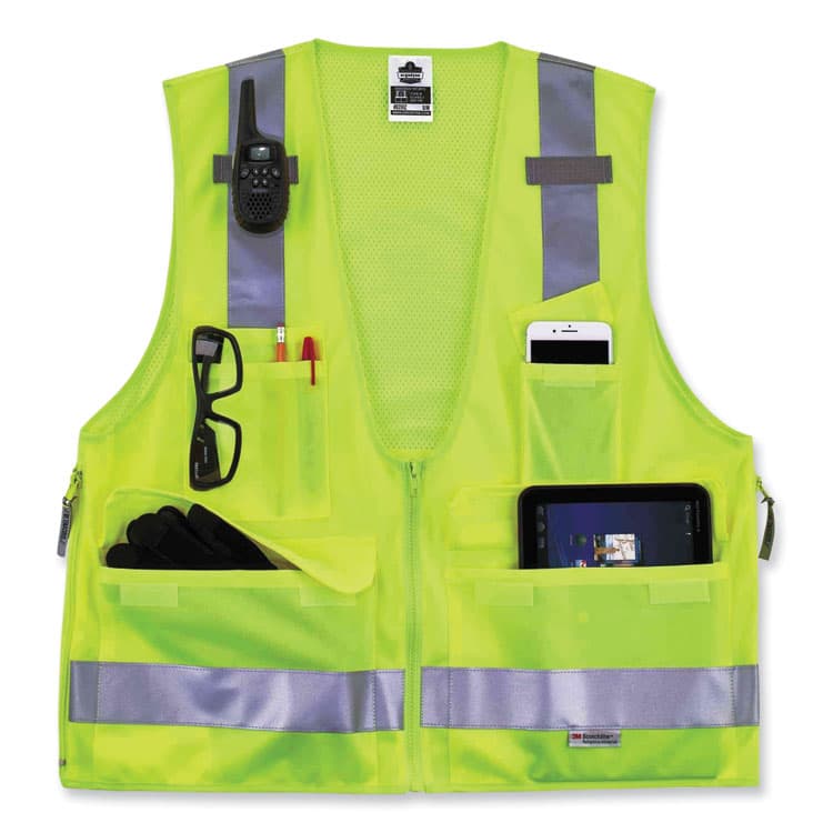 ERGODYNE CORPORATION GloWear 8250Z Class 2 Surveyors Zipper Vest, Polyester, Small/Medium, Lime (EGO21423) thumbnail 3