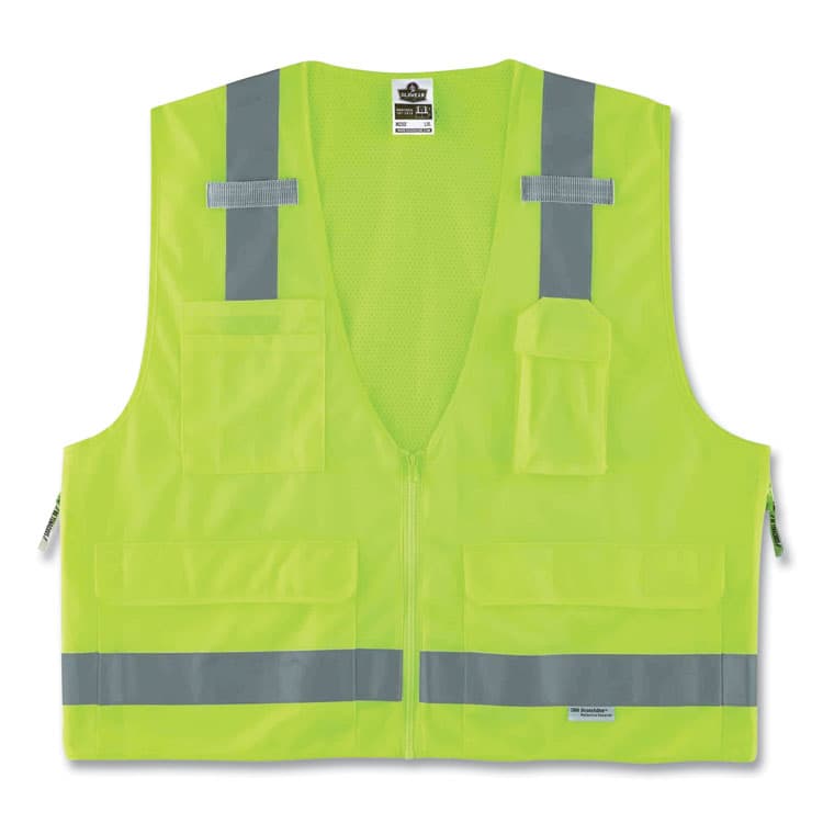 ERGODYNE CORPORATION GloWear 8250Z Class 2 Surveyors Zipper Vest, Polyester, 2X-Large/3X-Large, Lime (EGO21427)