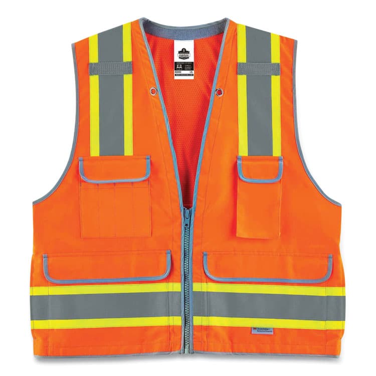 ERGODYNE CORPORATION GloWear 8254HDZ Class 2 Heavy-Duty Surveyors Zipper Vest, Polyester, Small/Medium, Orange (EGO21453)