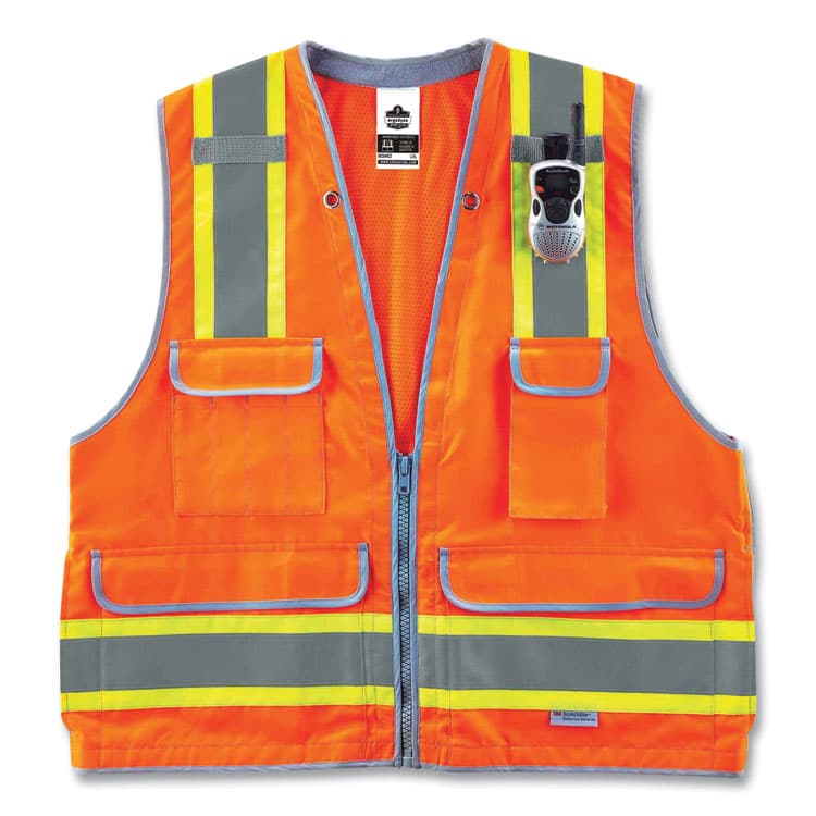 ERGODYNE CORPORATION GloWear 8254HDZ Class 2 Heavy-Duty Surveyors Zipper Vest, Polyester, Small/Medium, Orange (EGO21453) thumbnail 3
