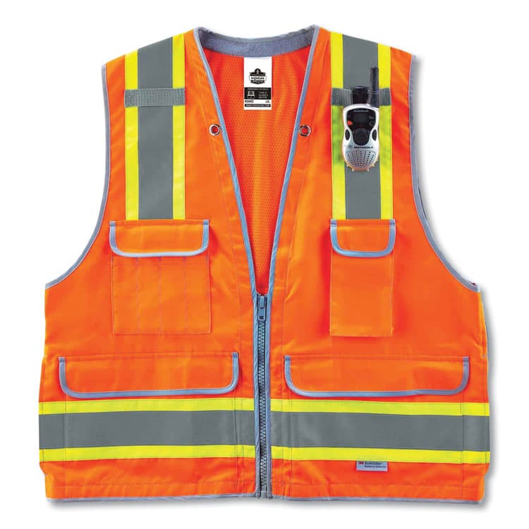 ERGODYNE CORPORATION GloWear 8254HDZ Class 2 Heavy-Duty Surveyors Zipper Vest, Polyester, Large/X-Large, Orange (EGO21455) thumbnail 3