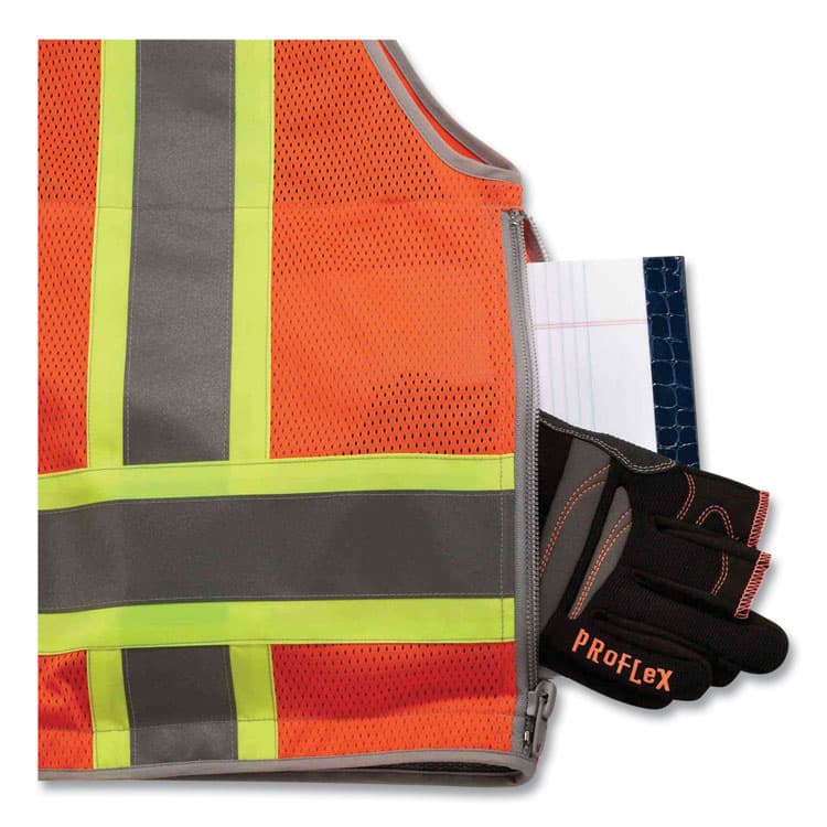 ERGODYNE CORPORATION GloWear 8254HDZ Class 2 Heavy-Duty Surveyors Zipper Vest, Polyester, 2X-Large/3X-Large, Orange (EGO21457) thumbnail 4