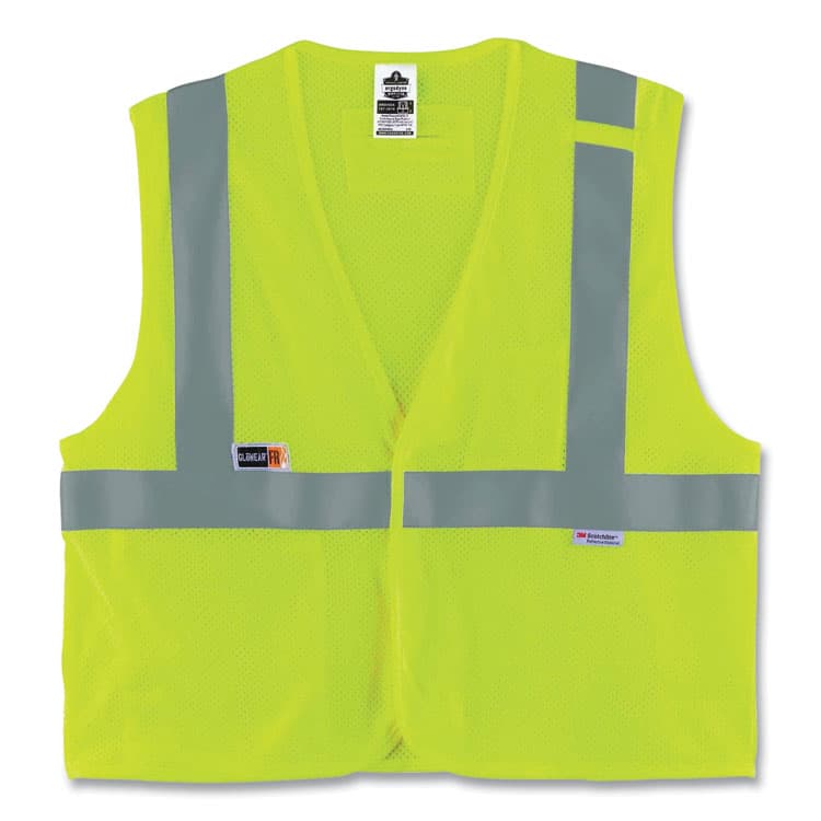 ERGODYNE CORPORATION GloWear 8260FRHL Class 2 FR Safety Hook and Loop Vest, Modacrylic/Kevlar, 4X-Large/5X-Large, Lime (EGO21499)