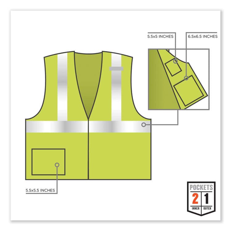 ERGODYNE CORPORATION GloWear 8217BA Class 2 Breakaway Mesh Vest, Polyester, 2X-Large/3X-Large, Lime (EGO21527) thumbnail 4