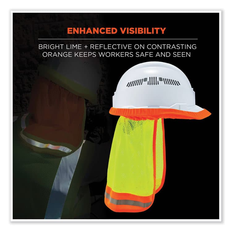 ERGODYNE CORPORATION GloWear 8005 Hi-Vis Hard Hat Neck Shade, 20 x 12.5, Lime (EGO29053) thumbnail 3
