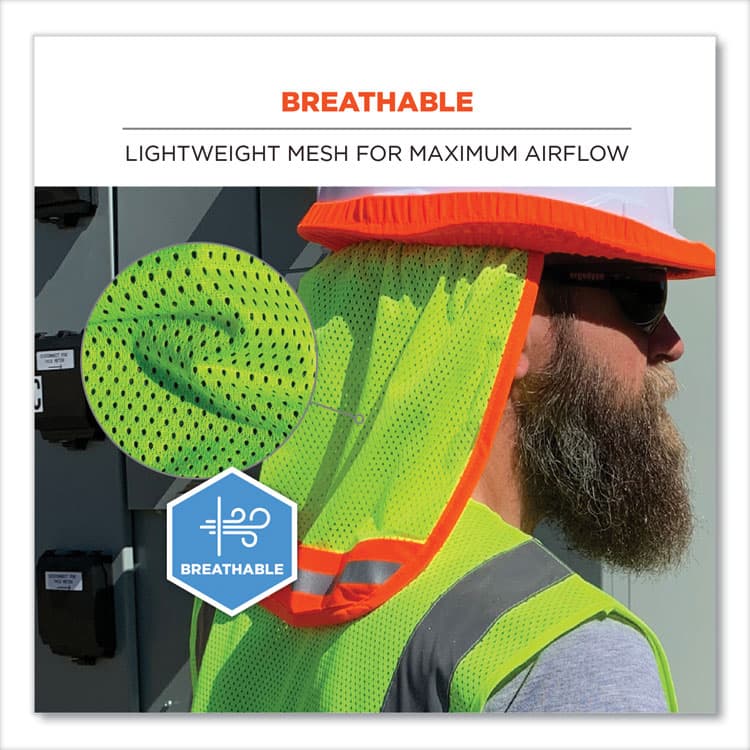 ERGODYNE CORPORATION GloWear 8005 Hi-Vis Hard Hat Neck Shade, 20 x 12.5, Lime (EGO29053) thumbnail 4