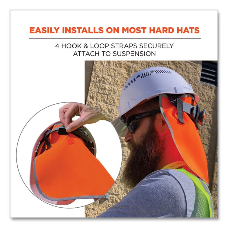 ERGODYNE CORPORATION GloWear 8006 Hi-Vis Hard Hat Neck Shade, 12.25 x 10.5, Orange (EGO29061) thumbnail 4