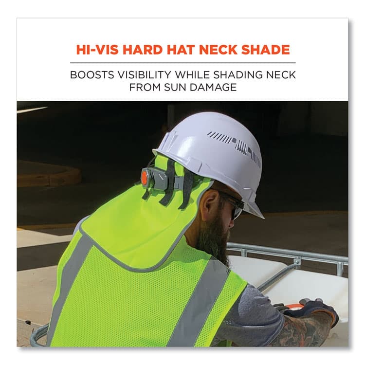ERGODYNE CORPORATION GloWear 8006 Hi-Vis Hard Hat Neck Shade, 12.25 x 10.5, Lime (EGO29063) thumbnail 2