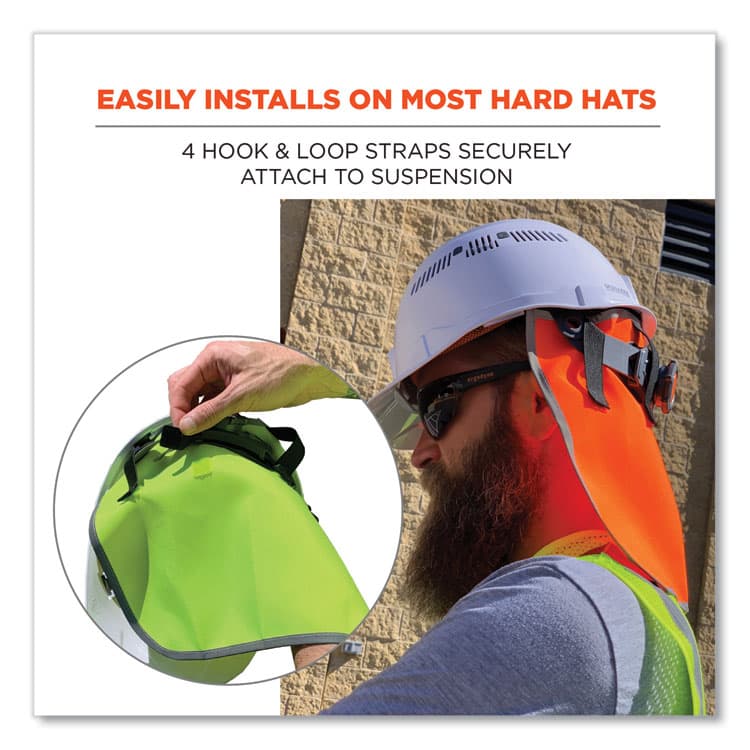 ERGODYNE CORPORATION GloWear 8006 Hi-Vis Hard Hat Neck Shade, 12.25 x 10.5, Lime (EGO29063) thumbnail 4