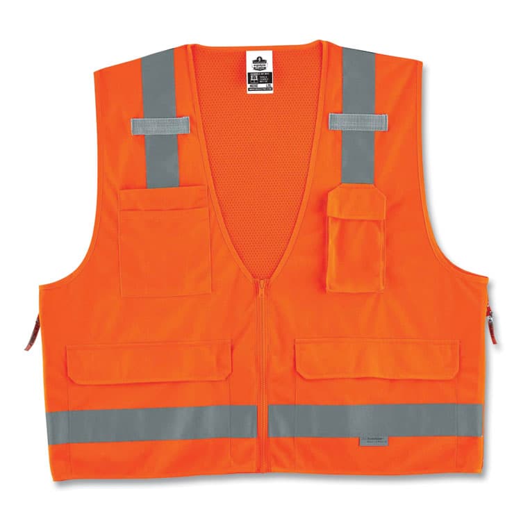 ERGODYNE CORPORATION GloWear 8250Z Class 2 Surveyors Zipper Vest, Polyester, Small/Medium, Orange (EGO21413)