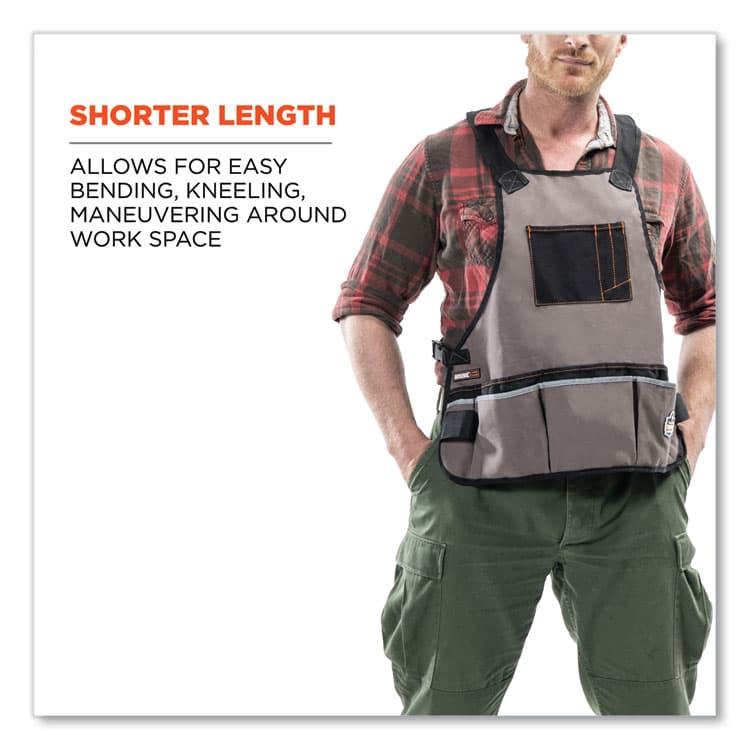 ERGODYNE CORPORATION Arsenal 5700 16-Pocket Apron, 16 Compartments, 20.8 x 23.6, Canvas, Gray (EGO13690) thumbnail 3