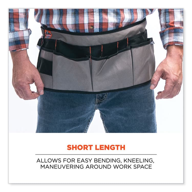 ERGODYNE CORPORATION Arsenal 5707 Canvas Waist Apron, 14 Compartments, 25.5 x 34, Canvas, Gray (EGO13698) thumbnail 3