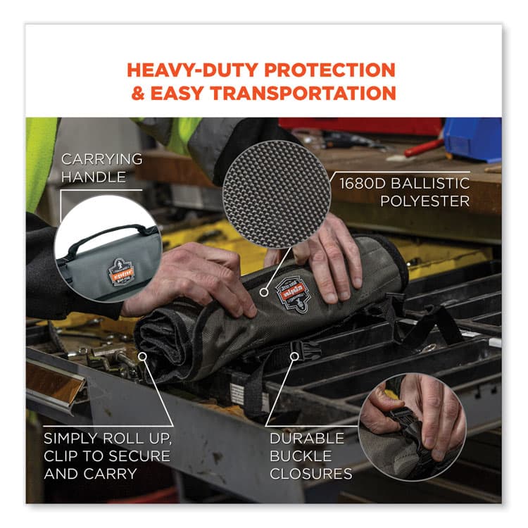 ERGODYNE CORPORATION Arsenal 5870 Tool Roll-Up, 25 Compartments, 27 x 14.5, Polyester, Gray (EGO13770) thumbnail 4