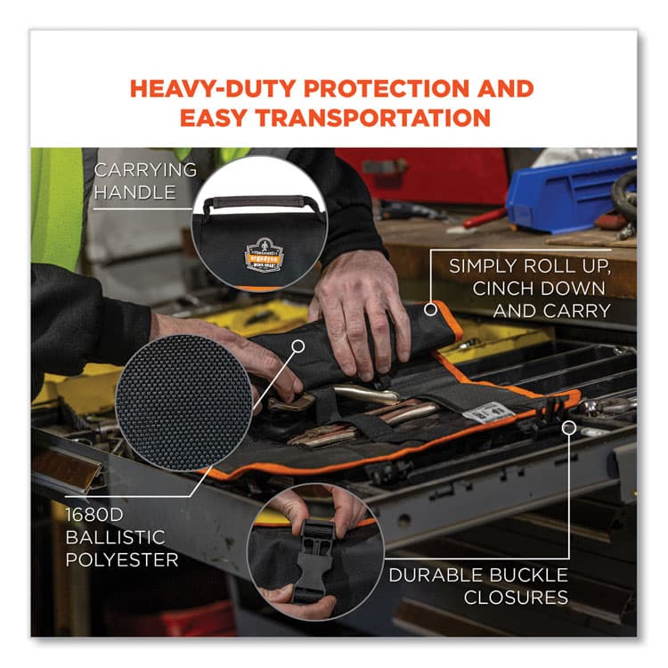 ERGODYNE CORPORATION Arsenal 5871 Polyester Tool Roll Up, 21 Compartments, 27 x 14, Polyester, Black (EGO13771) thumbnail 4