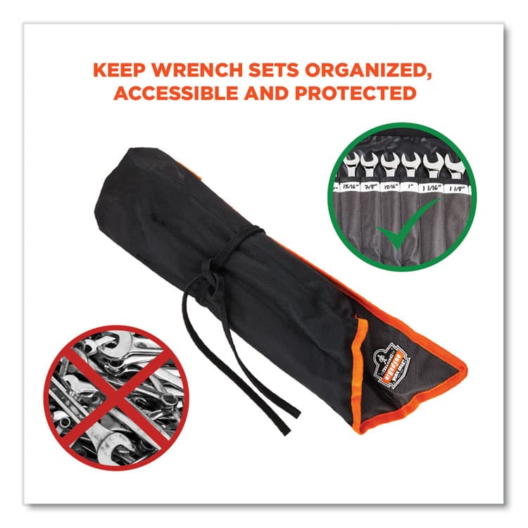 ERGODYNE CORPORATION Arsenal 5873 Polyester Wrench Roll Up, 14 Compartments, 26.5 x 5, Polyester, Black (EGO13774) thumbnail 2