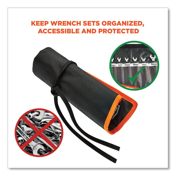 ERGODYNE CORPORATION Arsenal 5873 Polyester Wrench Roll Up, 14 Compartments, 26.5 x 16.5, Polyester, Black (EGO13775) thumbnail 2