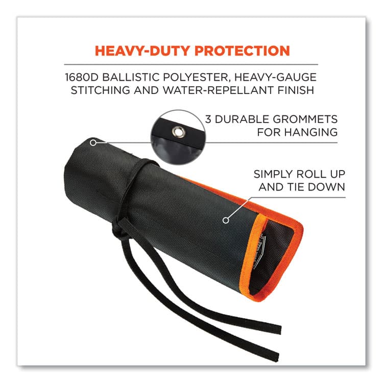 ERGODYNE CORPORATION Arsenal 5873 Polyester Wrench Roll Up, 14 Compartments, 26.5 x 16.5, Polyester, Black (EGO13775) thumbnail 4