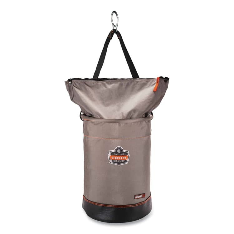 ERGODYNE CORPORATION Arsenal 5973 Hoist Bucket Tool Bag with D-Rings and Zipper Top, 12.5 x 12.5 x 17, Gray (EGO15973)
