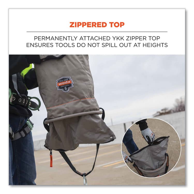 ERGODYNE CORPORATION Arsenal 5973 Hoist Bucket Tool Bag with D-Rings and Zipper Top, 12.5 x 12.5 x 17, Gray (EGO15973) thumbnail 3
