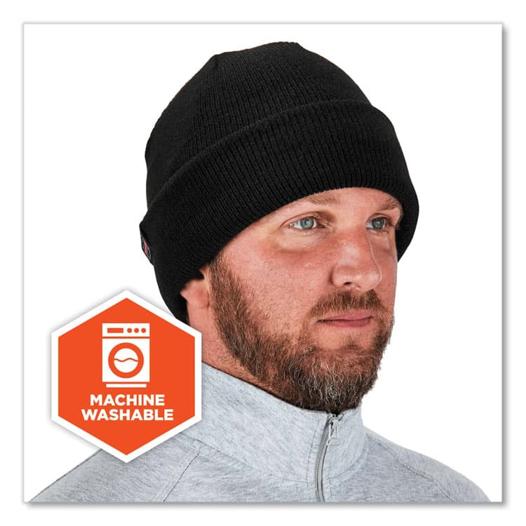 ERGODYNE CORPORATION N-Ferno 6811Z Rib Knit Hat with Zipper for Bump Cap Insert, One Size Fits Most, Black (EGO16801) thumbnail 4