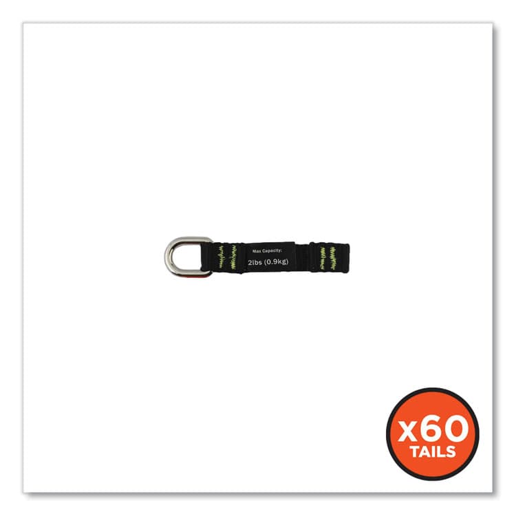 ERGODYNE CORPORATION Squids 3700 Nylon Webbing Tool Tails with D-Rings, 2 lb Max Working Capacity, 3.5" Long, Black, 6/Pack, 10 Packs/Carton (EGO19703BULK) thumbnail 2