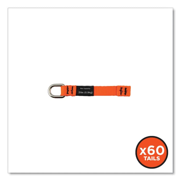 ERGODYNE CORPORATION Squids 3700 Nylon Webbing Tool Tails with D-Rings, 2lb Max Working Capacity, 4.5" Long, Orange/Black, 6/Pack, 10 Packs/Carton (EGO19704BULK) thumbnail 2