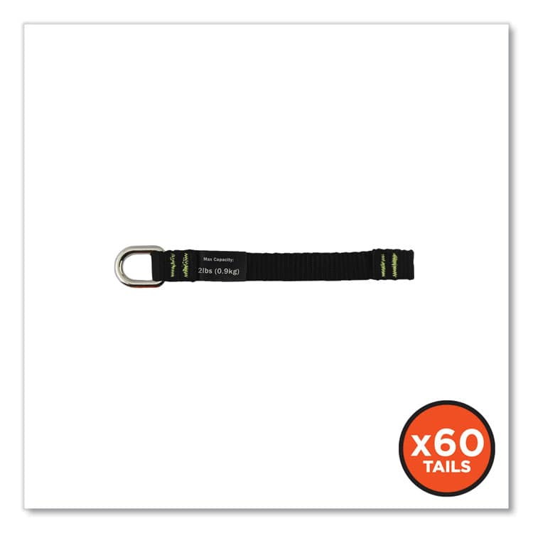 ERGODYNE CORPORATION Squids 3700 Nylon Webbing Tool Tails with D-Rings, 2 lb Max Working Capacity, 5.5", Black, 6/Pack, 10 Packs/Carton (EGO19705BULK) thumbnail 2