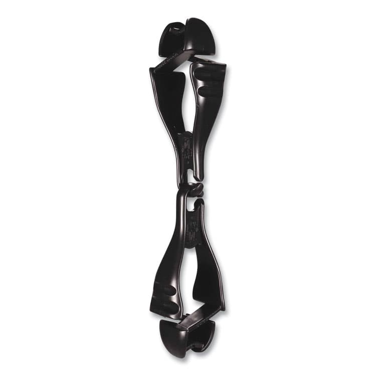 ERGODYNE CORPORATION Squids 3400 Glove Clip Holder with Dual Clips, 1 x 1 x 6.5, Acetal Copolymer, Black, 100/Carton (EGO19712BULK)