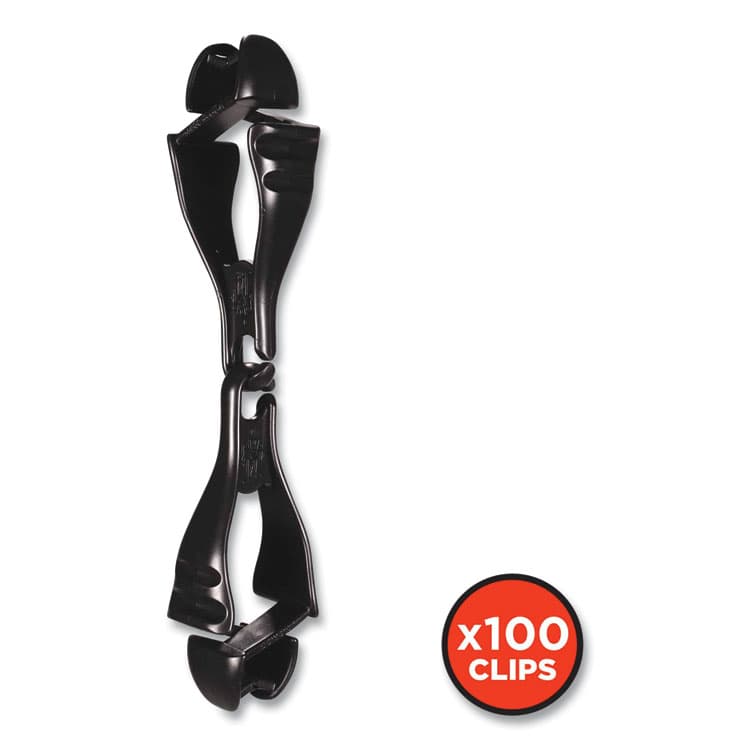 ERGODYNE CORPORATION Squids 3400 Glove Clip Holder with Dual Clips, 1 x 1 x 6.5, Acetal Copolymer, Black, 100/Carton (EGO19712BULK) thumbnail 2