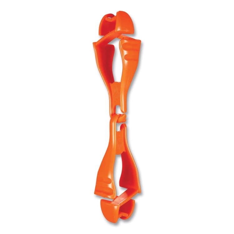 ERGODYNE CORPORATION Squids 3400 Glove Clip Holder with Dual Clips, 1 x 1 x 6.5, Acetal Copolymer, Orange, 100/Carton (EGO19718BULK)