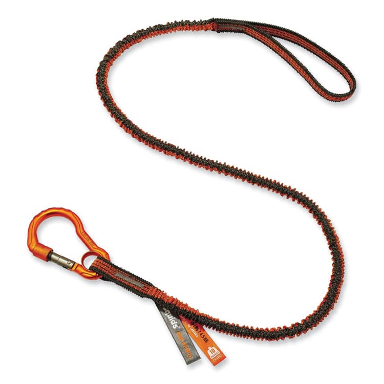 ERGODYNE CORPORATION Squids 3100F(x) Tool Lanyard with Aluminum Carabiner + Loop, 10 lb Max Working Capacity, 38" to 48" Long, Orange/Gray (EGO19802)