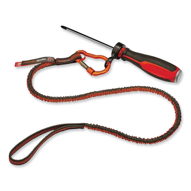 ERGODYNE CORPORATION Squids 3100F(x) Tool Lanyard with Aluminum Carabiner + Loop, 10 lb Max Working Capacity, 38" to 48" Long, Orange/Gray (EGO19802) thumbnail 2