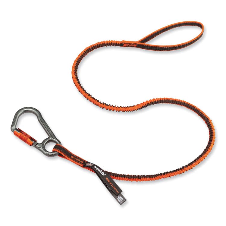 ERGODYNE CORPORATION Squids 3108F(x)Tool Lanyard with Locking Aluminum Carabiner + Loop, 15 lb Max Working Capacity, 38" to 48" Long, Orange/Gray (EGO19808)