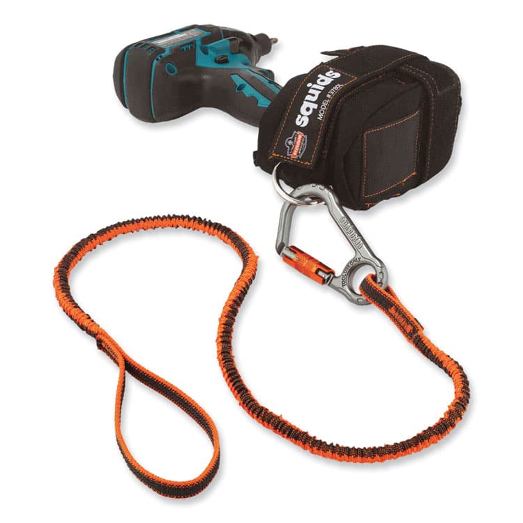 ERGODYNE CORPORATION Squids 3108F(x)Tool Lanyard with Locking Aluminum Carabiner + Loop, 15 lb Max Working Capacity, 38" to 48" Long, Orange/Gray (EGO19808) thumbnail 4