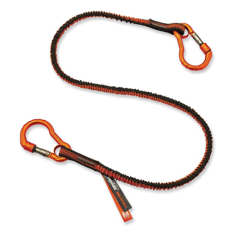 ERGODYNE CORPORATION Squids 3110F(x) Tool Lanyard with Aluminum Carabiners, 10 lb Max Working Capacity, 38" to 48" Long, Orange/Gray (EGO19822)