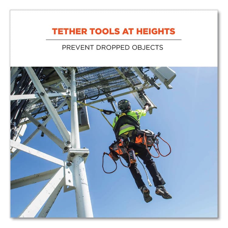 ERGODYNE CORPORATION Squids 3111F(x) Tool Lanyard with Stainless Steel Carabiners,15 lb Max Working Capacity, 38" to 48" Long, Orange/Gray (EGO19823) thumbnail 2