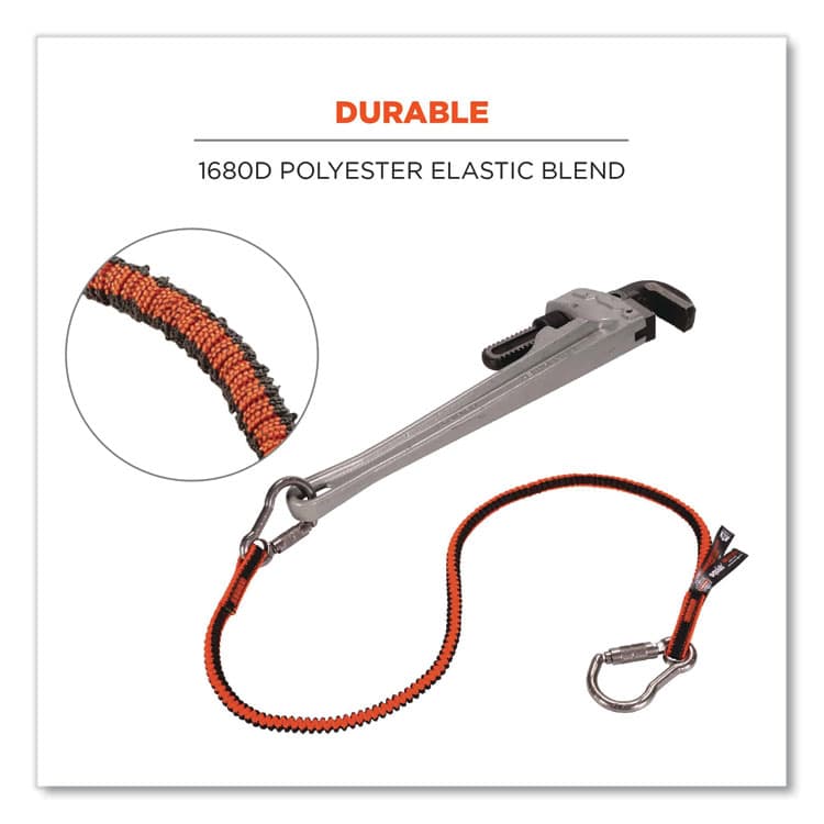 ERGODYNE CORPORATION Squids 3111F(x) Tool Lanyard with Stainless Steel Carabiners,15 lb Max Working Capacity, 38" to 48" Long, Orange/Gray (EGO19823) thumbnail 4