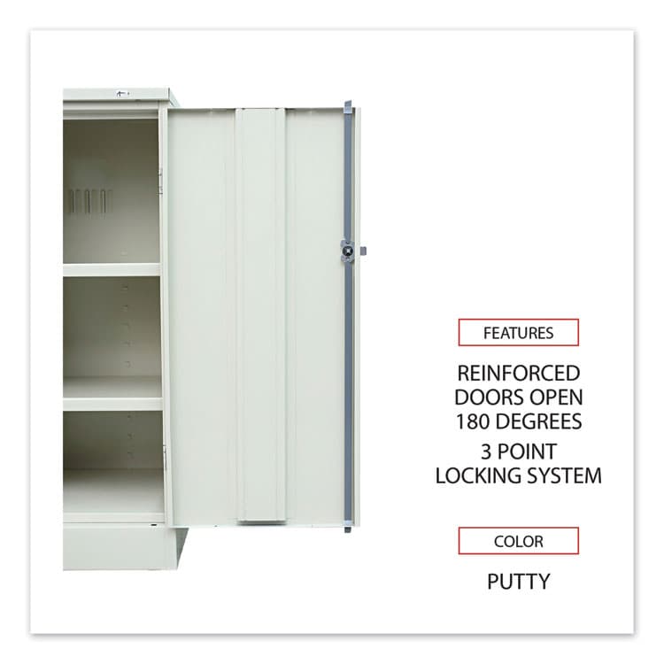 ALERA Assembled 42" High Heavy-Duty Welded Storage Cabinet, Two Adjustable Shelves, 36w x 18d, Putty (ALECM4218PY) thumbnail 4