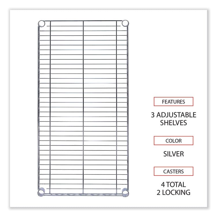 ALERA Wire Shelving Garment Rack, 30 Garments, 36w x 18d x 75h, Silver (ALEGR363618SR) thumbnail 3