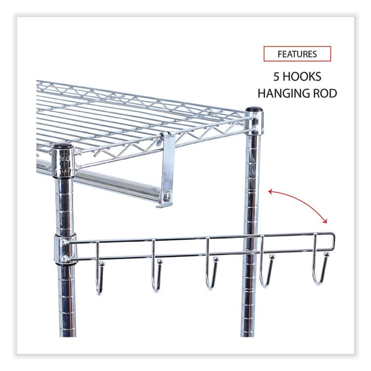 ALERA Wire Shelving Garment Rack, 30 Garments, 36w x 18d x 75h, Silver (ALEGR363618SR) thumbnail 4
