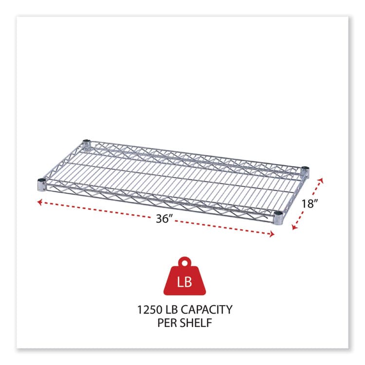 ALERA Industrial Wire Shelving Extra Wire Shelves, 36w x 18d, Silver, 2 Shelves/Carton (ALESW583618SR) thumbnail 2