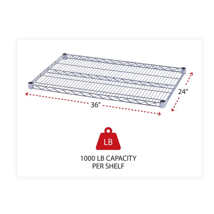ALERA Industrial Wire Shelving Extra Wire Shelves, 36w x 24d, Silver, 2 Shelves/Carton (ALESW583624SR) thumbnail 2