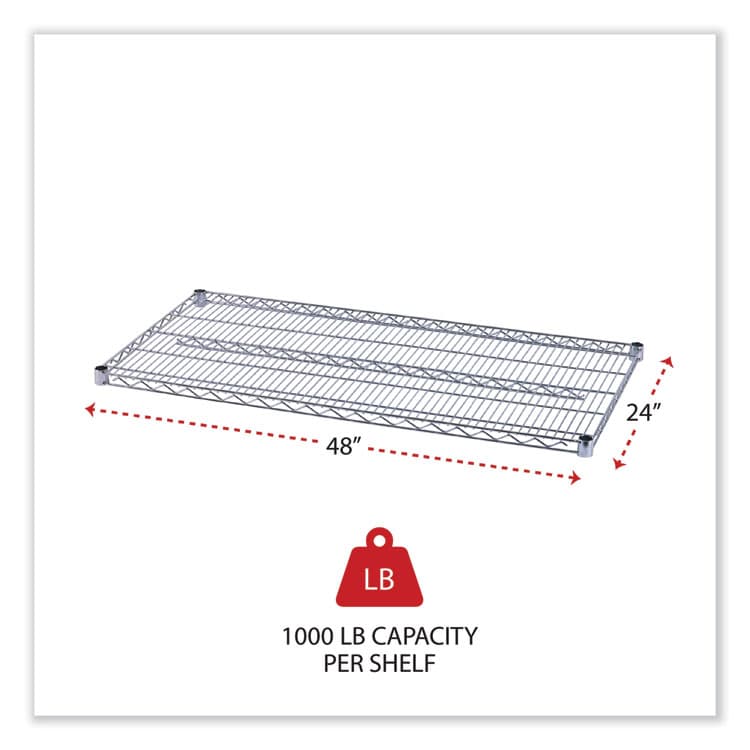 ALERA Industrial Wire Shelving Extra Wire Shelves, 48w x 24d, Silver, 2 Shelves/Carton (ALESW584824SR) thumbnail 2