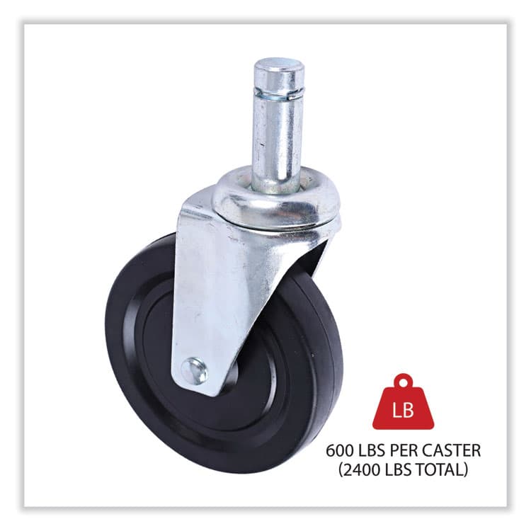 ALERA Optional Casters for Wire Shelving, Hooded Design with Integrated Bumpers, Grip Ring Stem, 5" Wheel, Black, 4/Set (2 Locking) (ALESW590004) thumbnail 2