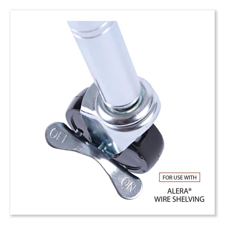 ALERA Optional Casters for Wire Shelving, Grip Ring Stem, 3" Wheel, Black, 4/Set (2 Locking) (ALESW790004) thumbnail 4