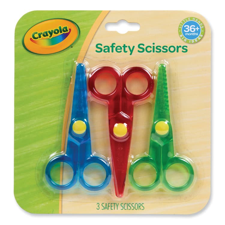 BINNEY & SMITH / CRAYOLA Safety Scissors, Rounded Tip, Straight Assorted Color Handles, 3/Pack (CYO811458)