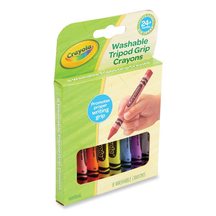 BINNEY & SMITH / CRAYOLA Washable Tripod Grip Crayons, Regular Size, 8 Assorted Colors, 8/Box (CYO811460) thumbnail 3