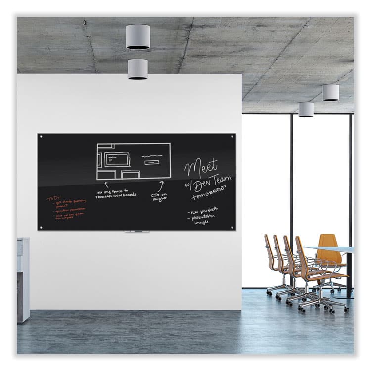 U BRANDS Black Glass Dry Erase Board, 96" X 48" (Actual Size: 95" x 47"), Black Surface (UBR3015U0001) thumbnail 3