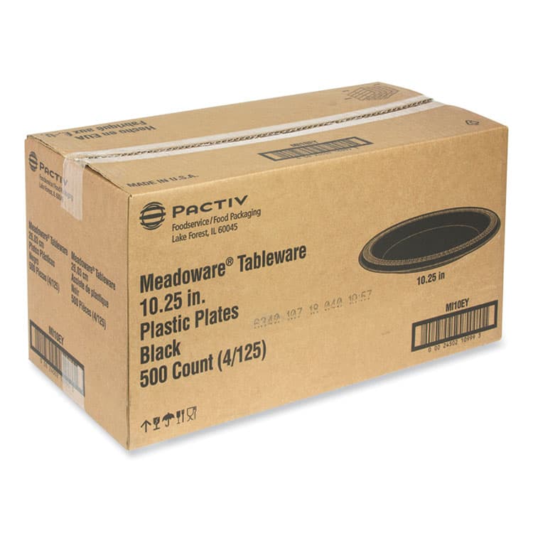 PACTIV EVERGREEN CORPORATION Meadoware Impact Plastic Dinnerware, Plate, 10.25" dia, Black, 500/Carton (PCTMI10EY) thumbnail 4