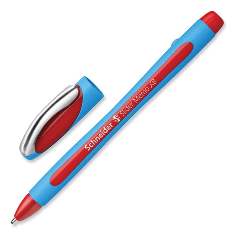 SCHNEIDER Slider Memo XB Ballpoint Pen, Stick, Extra-Bold 1.4 mm, Red Ink, Red/Light Blue Barrel, 10/Box (RED150202) thumbnail 3